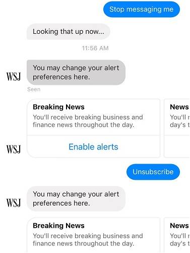 WSJ ChatBot: Unsubscribe